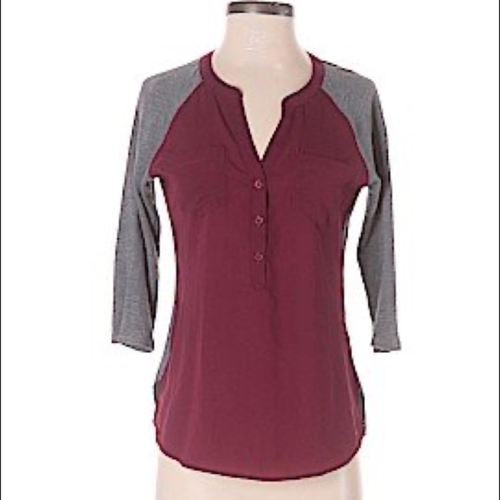 Maroon & Grey 3/4 sleeve top